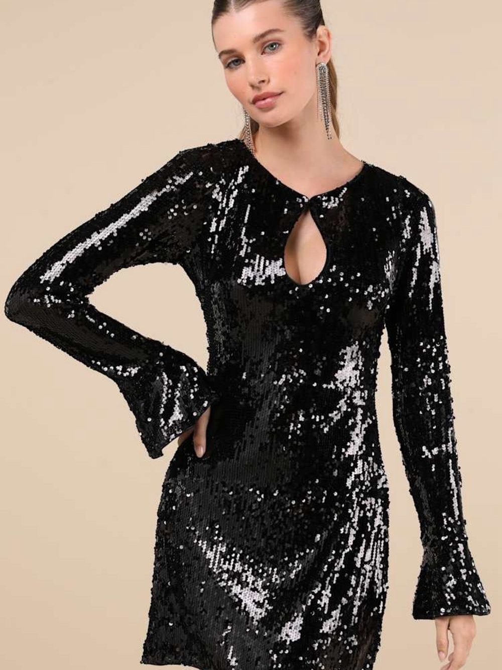 Lulu's Black Sequin Mini Dress